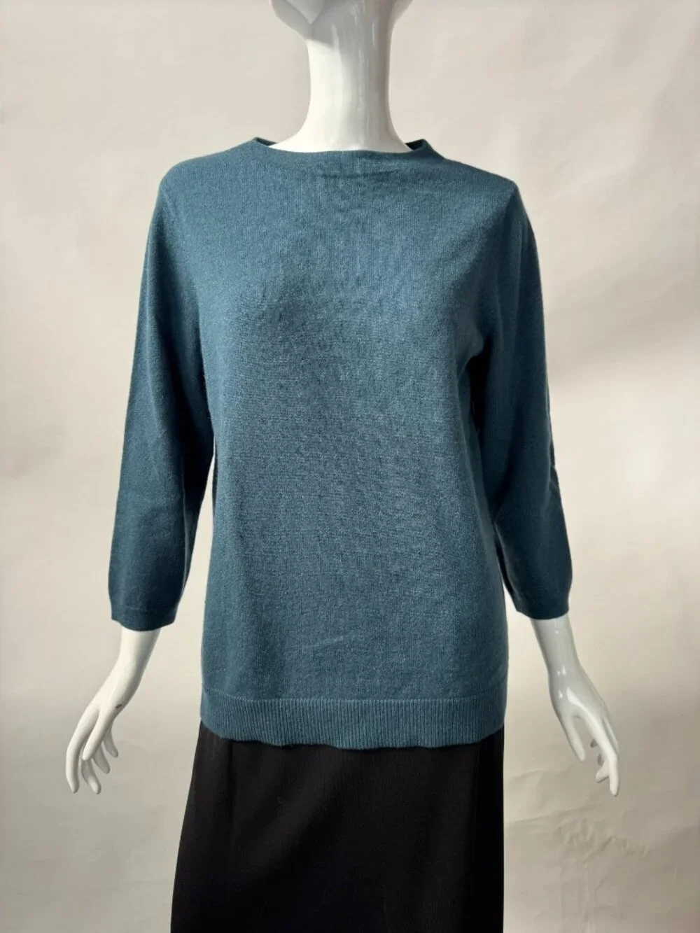 Talbots 100% Cashmere Teal 3/4 Sleeve Lightweight Sweater Womens Size L - Picture 8 of 16